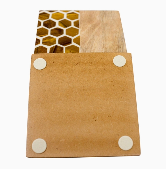 The Boston Warehouse Set of 4 Square Honeysuckle Homestead Resin & Wood Coasters - Picture 6 of 15